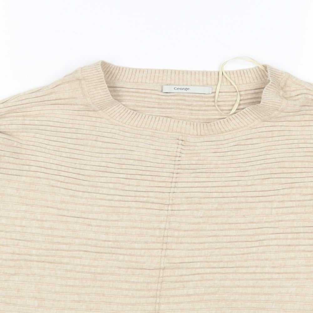 George Womens Beige Round Neck  Viscose Pullover Jumper Size XL