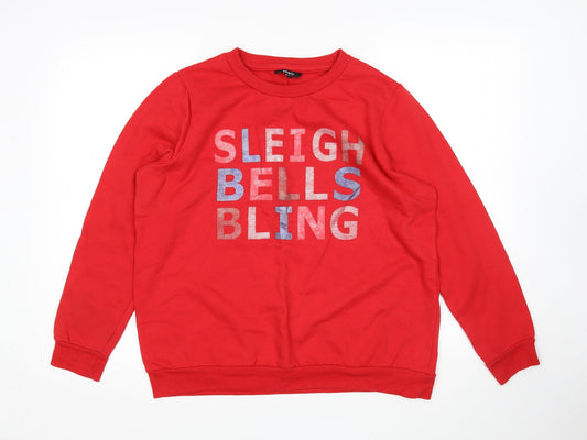 Womens UK Size M Pep&Co Red Pullover Jumper