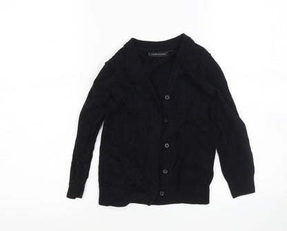 Debenhams Girls Black V-Neck  Cotton Cardigan Jumper Size 5-6 Years