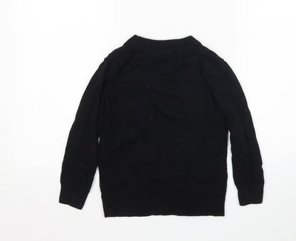 Debenhams Girls Black V-Neck  Cotton Cardigan Jumper Size 5-6 Years