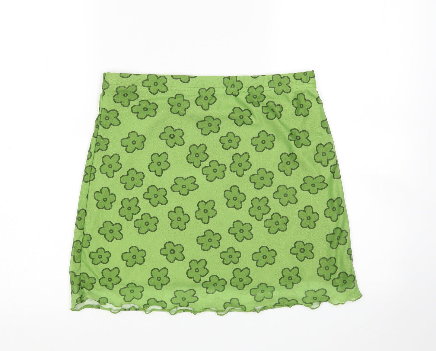 Shein  Girls Green Floral Polyester Mini Skirt Size L  Regular