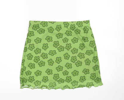 Shein  Girls Green Floral Polyester Mini Skirt Size L  Regular