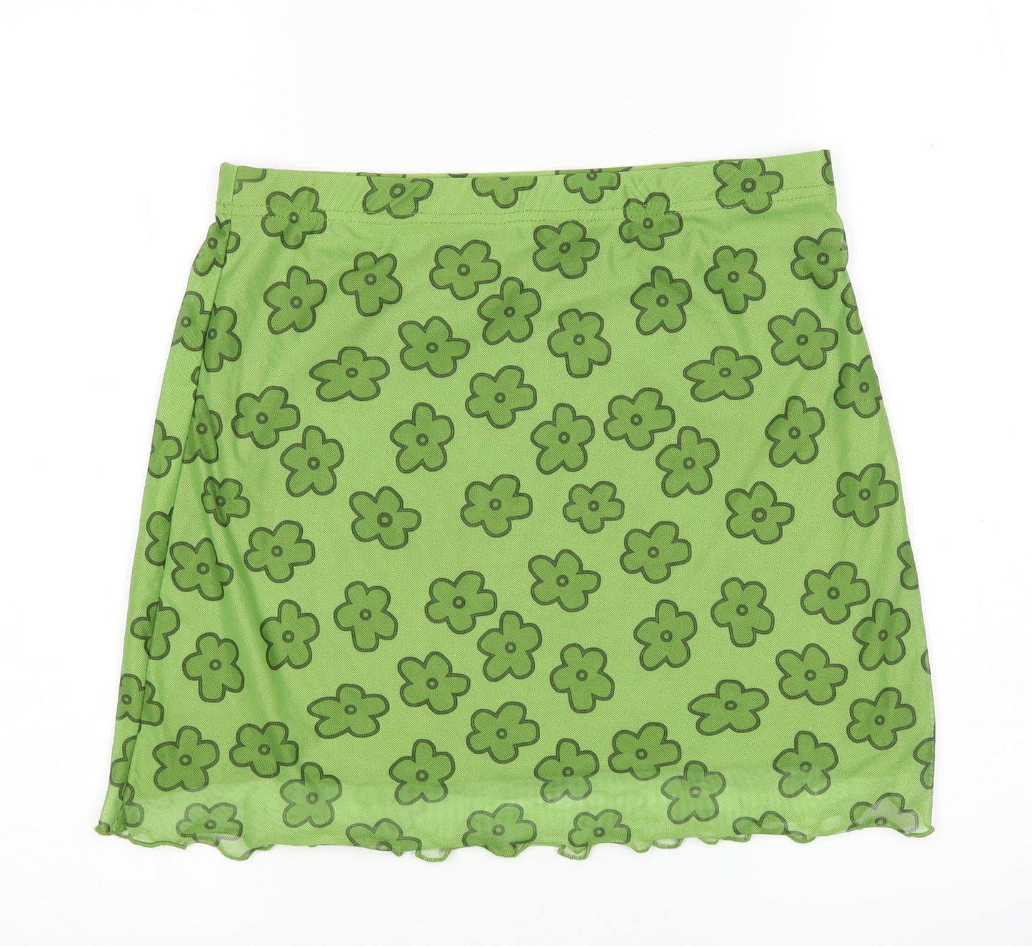 Shein  Girls Green Floral Polyester Mini Skirt Size L  Regular