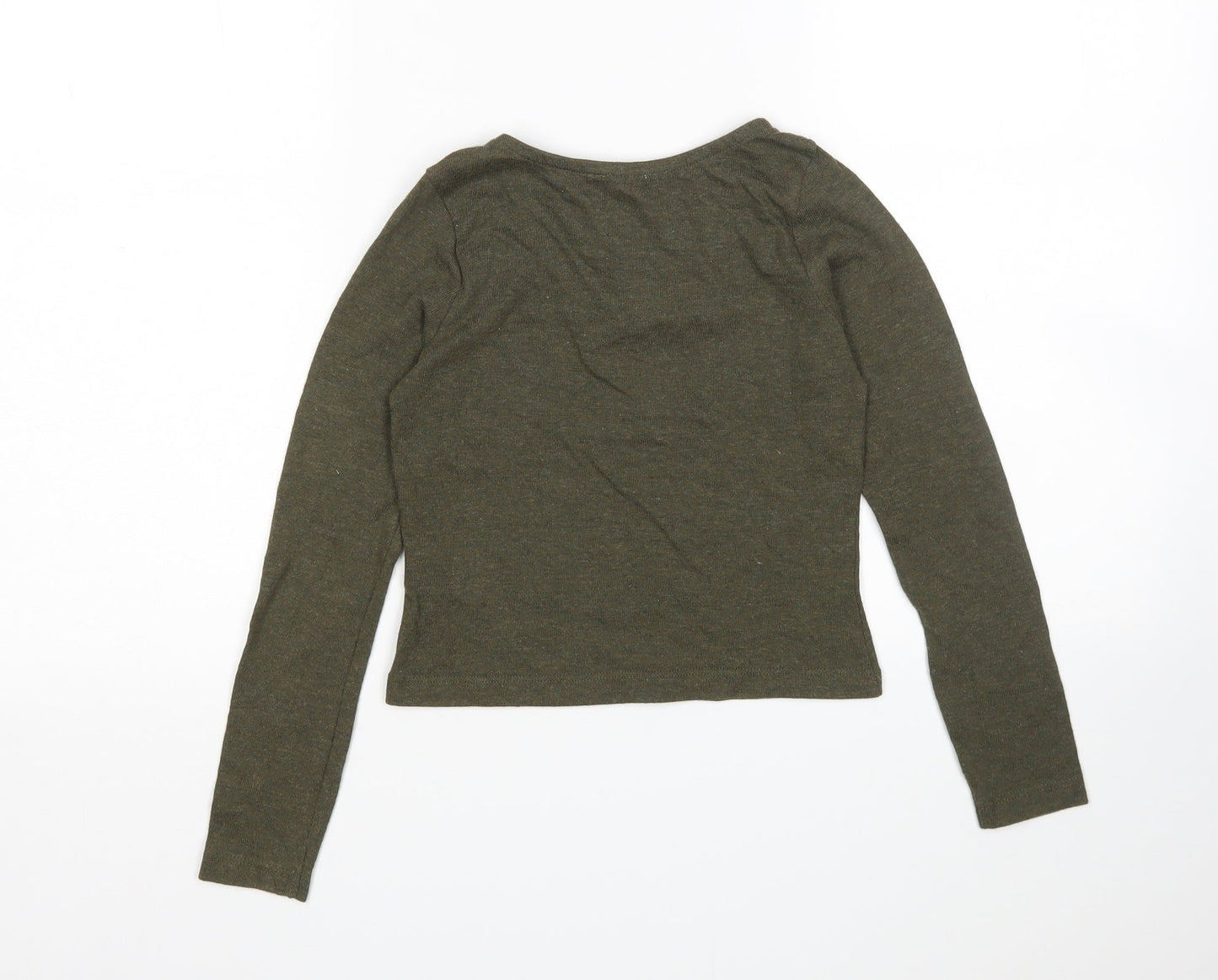 Evie Girls Green Scoop Neck  Cotton Pullover Jumper Size 9-10 Years
