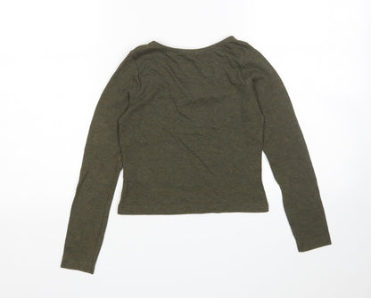 Evie Girls Green Scoop Neck  Cotton Pullover Jumper Size 9-10 Years