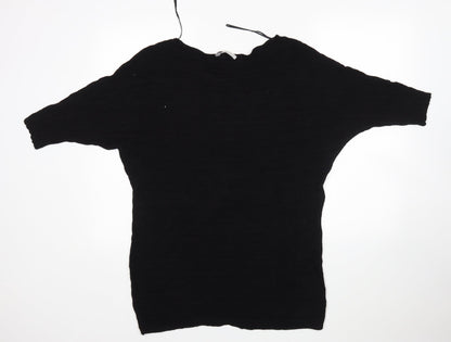 George Mens Black Round Neck  Viscose Pullover Jumper