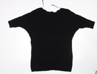 George Mens Black Round Neck  Viscose Pullover Jumper