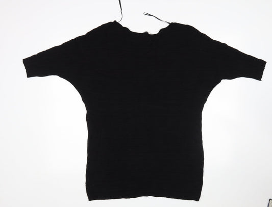 George Mens Black Round Neck  Viscose Pullover Jumper