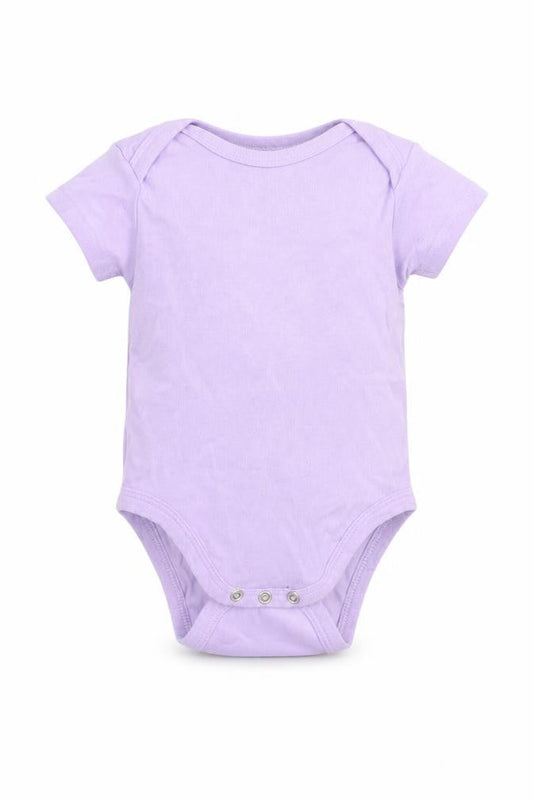 Front view of Avenue girls’ purple cotton leotard one-piece, size 6-9, months