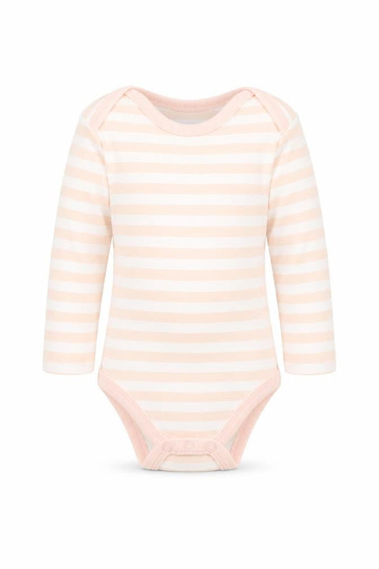 Front view of F&F girls’ multicoloured striped cotton leotard one-piece, size 6-9, months