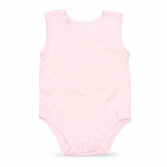 Front view of George girls’ pink cotton leotard one-piece, size 6-9, months