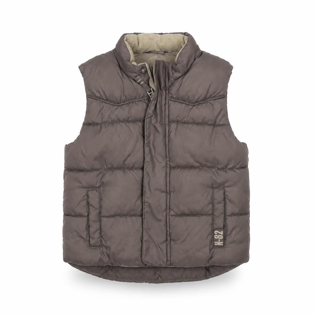 Front view of Next girls’ brown gilet coat, size 2, years