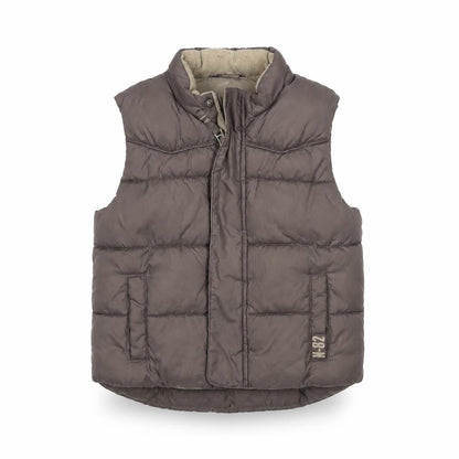 Front view of Next girls’ brown gilet coat, size 2, years
