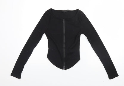 Womens UK Size  Preworn Black Full Zip Jumper