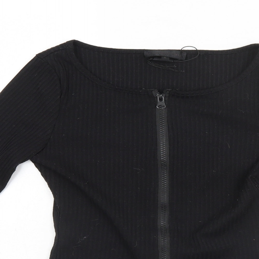Womens UK Size  Preworn Black Full Zip Jumper