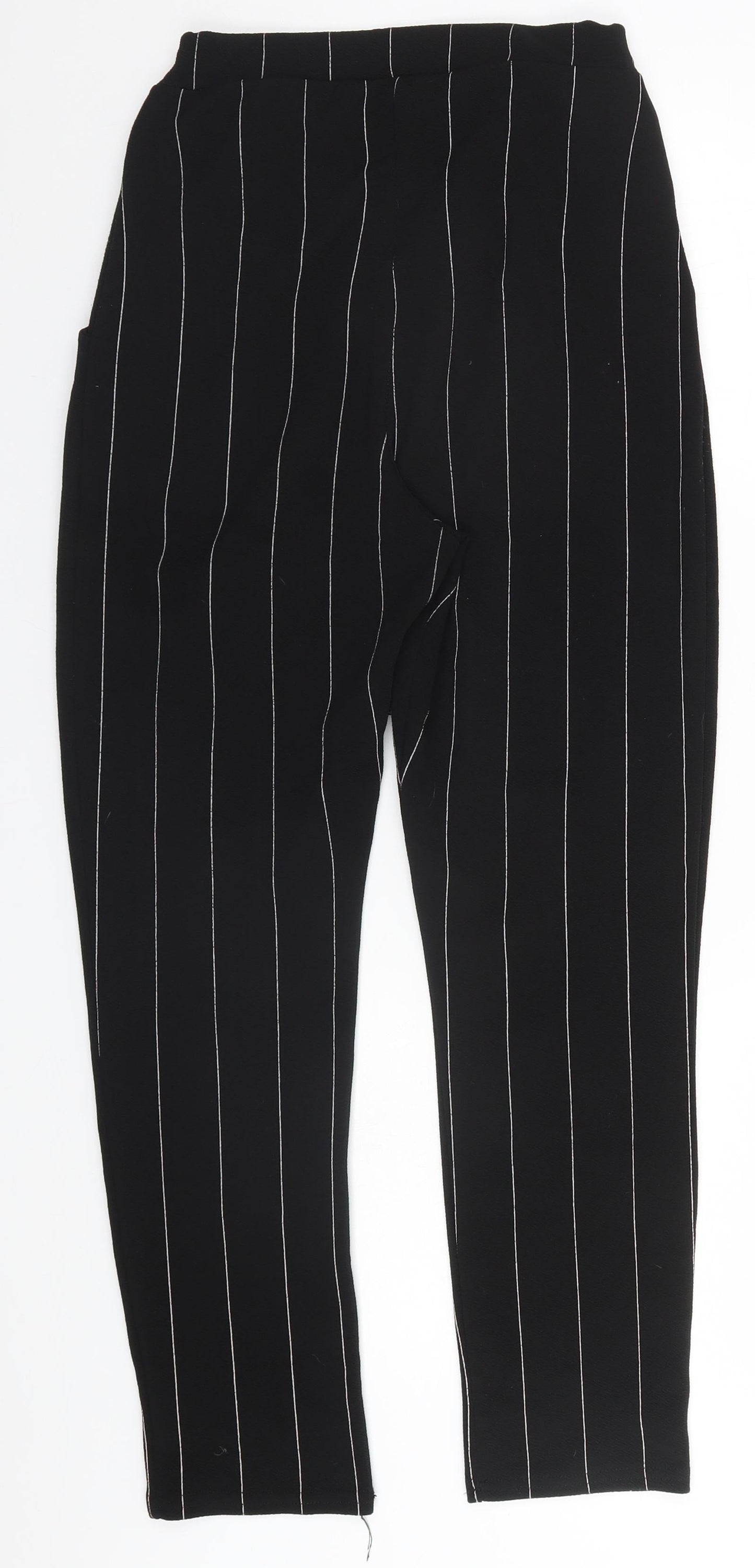 Cameo Womens Black Striped Polyester Trousers  Size 8 L27 in Regular