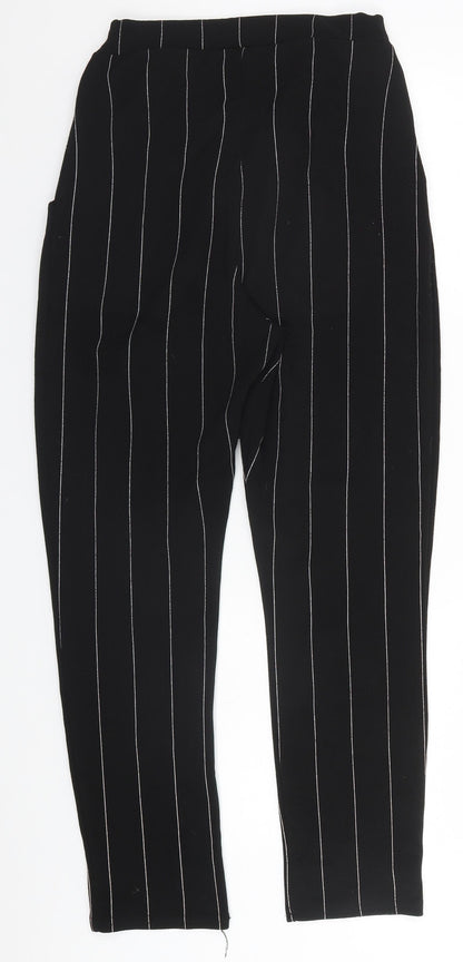 Cameo Womens Black Striped Polyester Trousers  Size 8 L27 in Regular