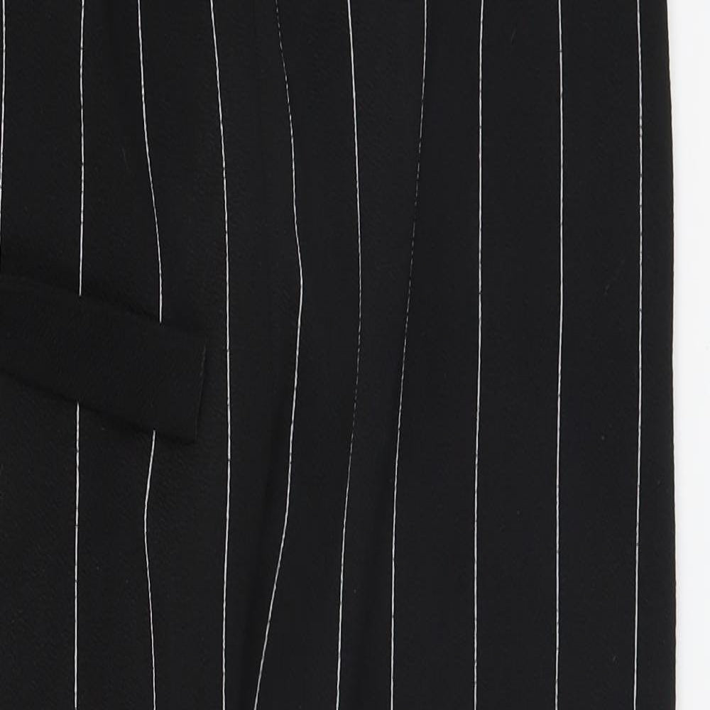 Cameo Womens Black Striped Polyester Trousers  Size 8 L27 in Regular