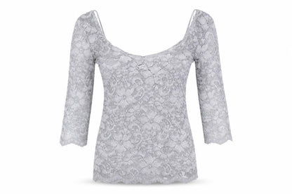 New Look Womens Silver  Nylon Basic T-Shirt Size 10 Round Neck