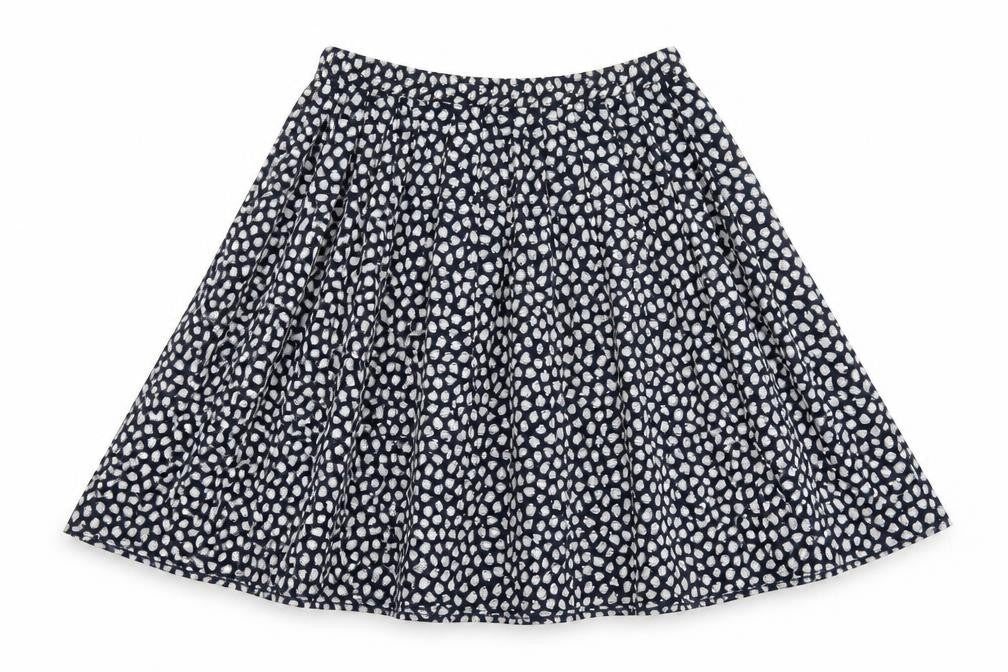 Front view of Preworn women’s blue floral a-line skirt