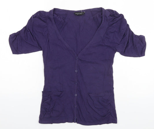 Dorothy Perkins Womens Blue Round Neck  Cotton Cardigan Jumper Size 10