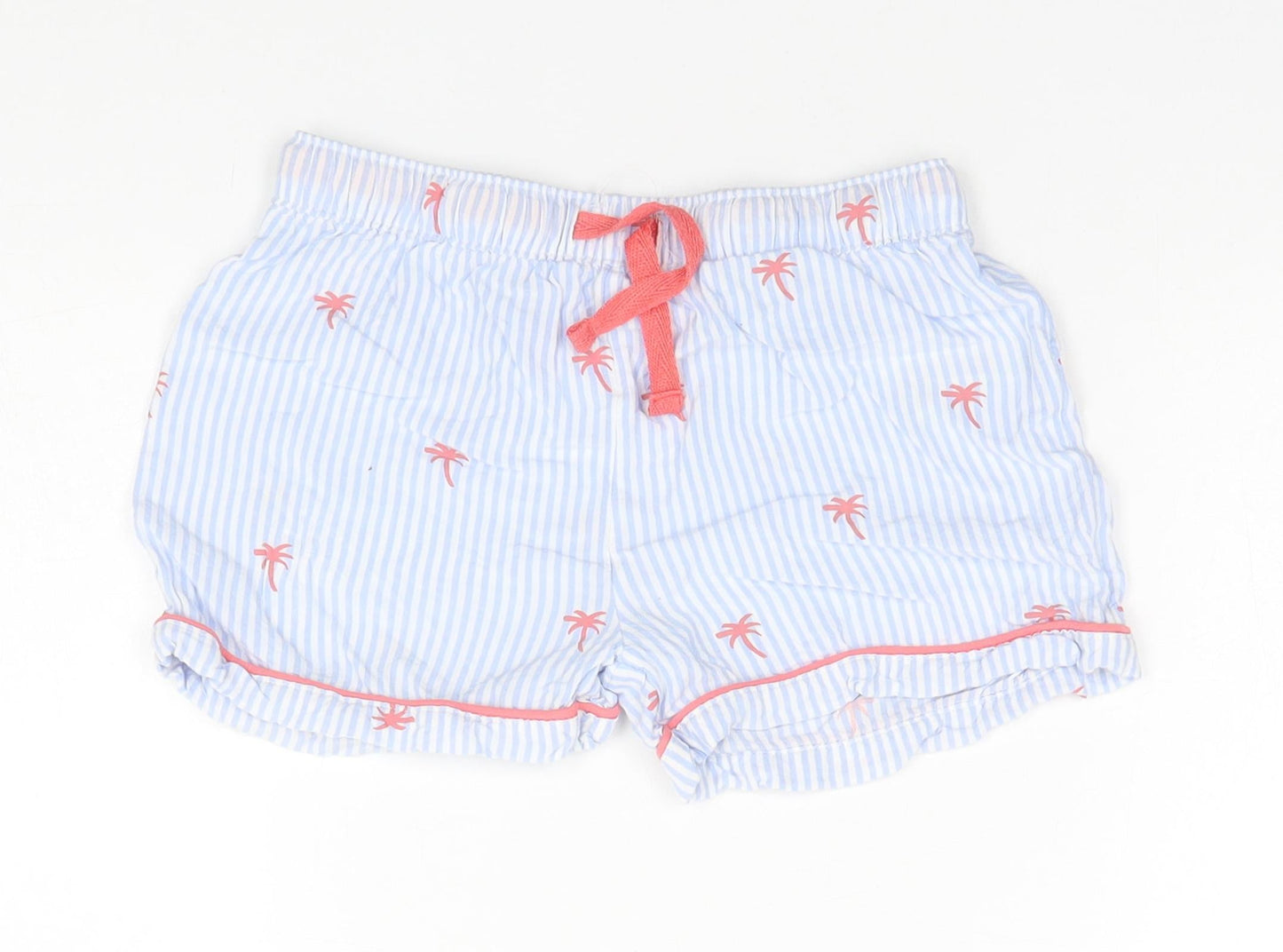 Marks and Spencer Girls Blue Striped Viscose Sailor Shorts Size 9-10 Years  Regular