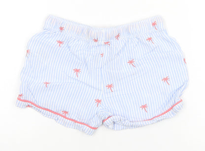 Marks and Spencer Girls Blue Striped Viscose Sailor Shorts Size 9-10 Years  Regular