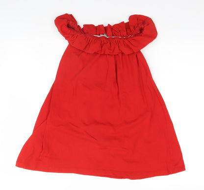 ASOS Womens Red  Cotton A-Line  Size 8  Round Neck