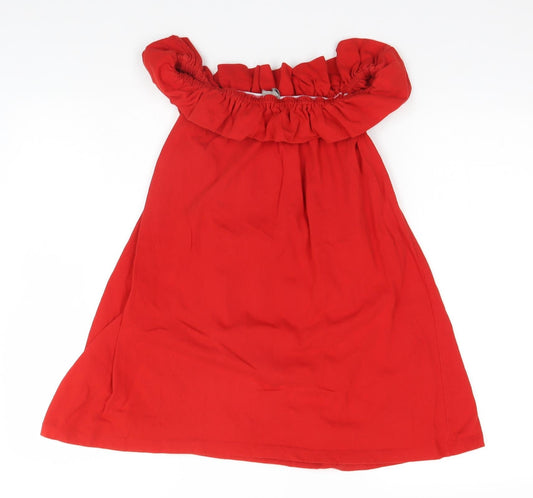 ASOS Womens Red  Cotton A-Line  Size 8  Round Neck