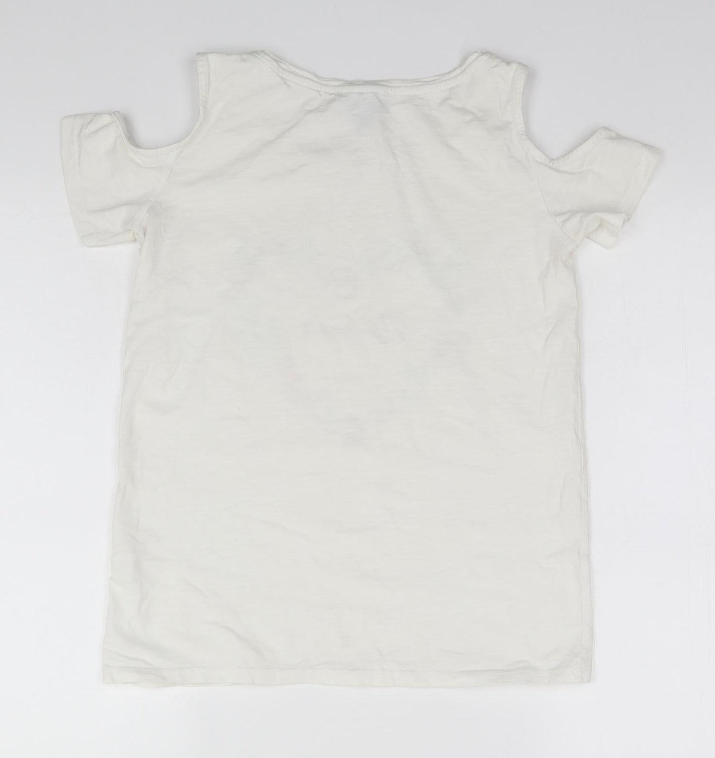 Primark Womens White  Cotton Basic T-Shirt Size 6 Round Neck