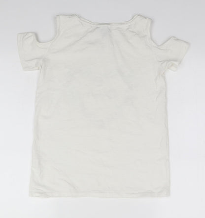 Primark Womens White  Cotton Basic T-Shirt Size 6 Round Neck
