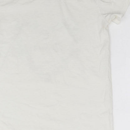 Primark Womens White  Cotton Basic T-Shirt Size 6 Round Neck