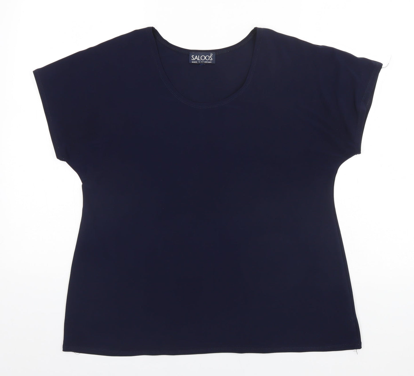Saloos Womens Blue  Polyester Basic T-Shirt  Round Neck