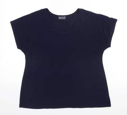 Saloos Womens Blue  Polyester Basic T-Shirt  Round Neck