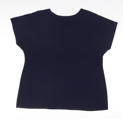 Saloos Womens Blue  Polyester Basic T-Shirt  Round Neck