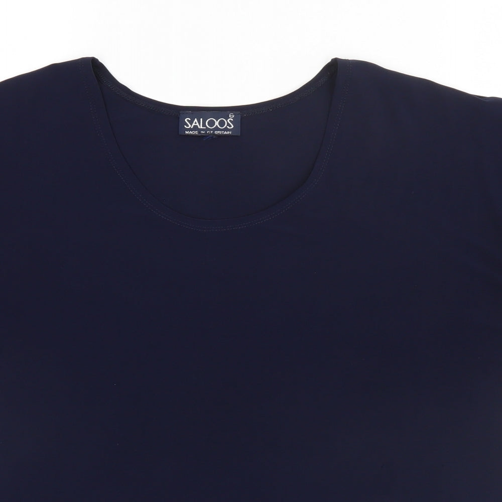 Saloos Womens Blue  Polyester Basic T-Shirt  Round Neck