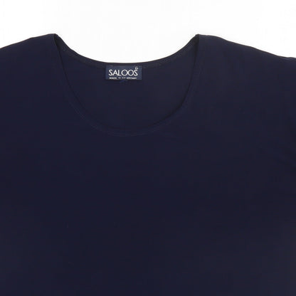 Saloos Womens Blue  Polyester Basic T-Shirt  Round Neck