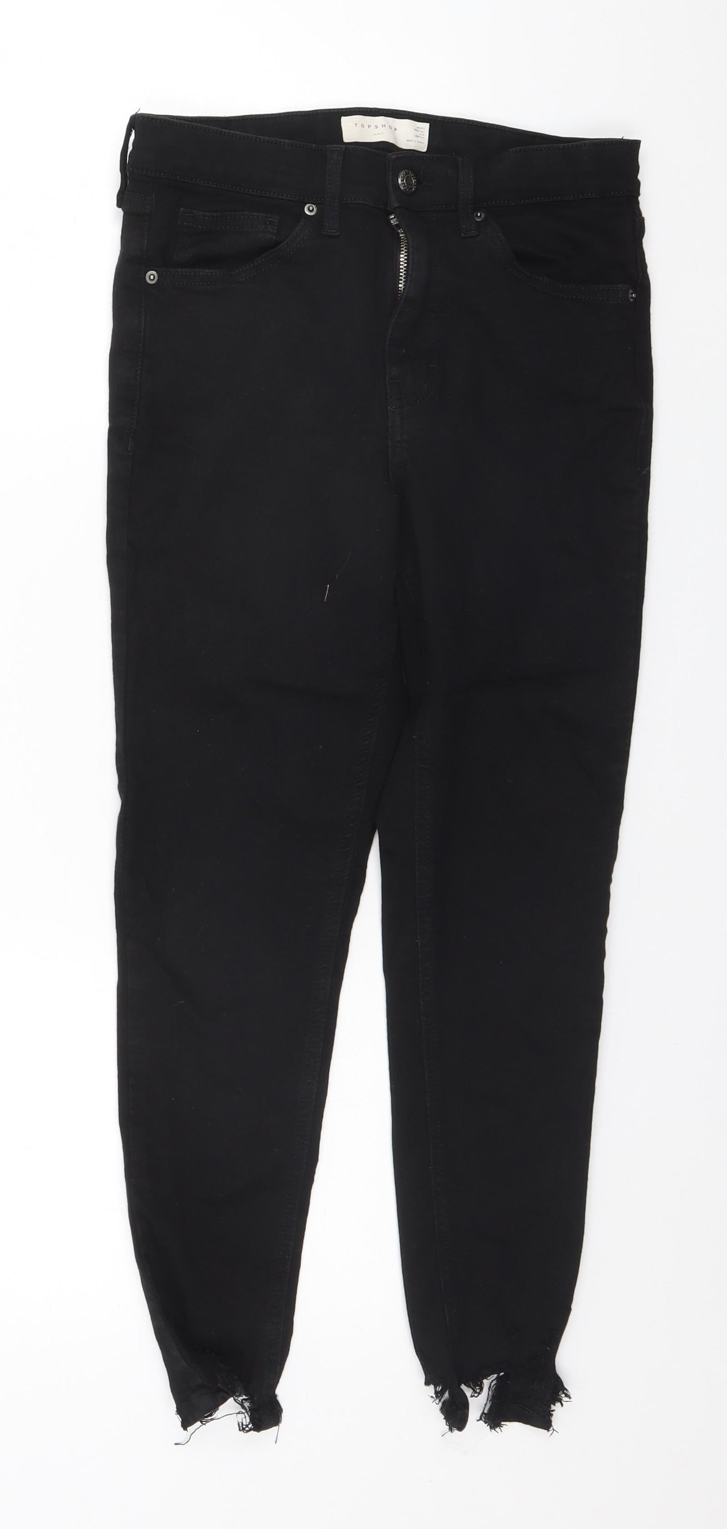 Topshop Womens Black  Cotton Straight Jeans Size 28 in L24 in Regular