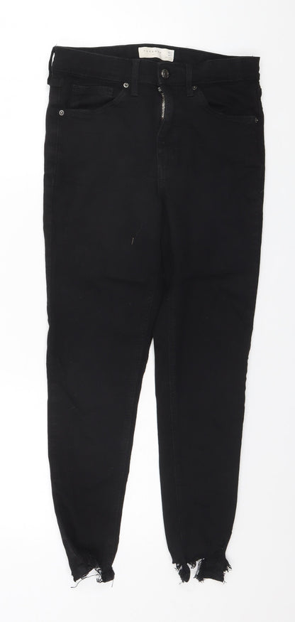 Topshop Womens Black  Cotton Straight Jeans Size 28 in L24 in Regular