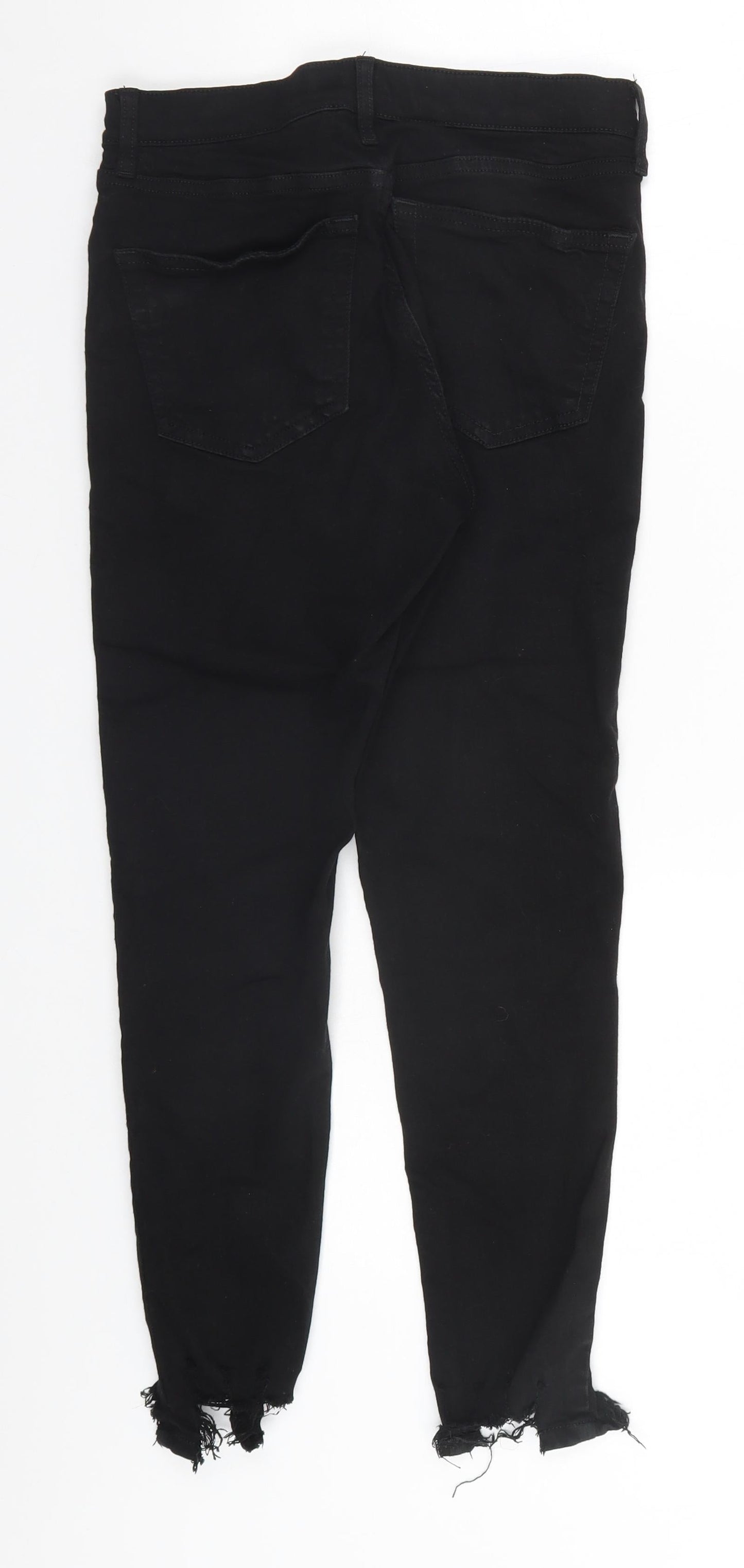 Topshop Womens Black  Cotton Straight Jeans Size 28 in L24 in Regular