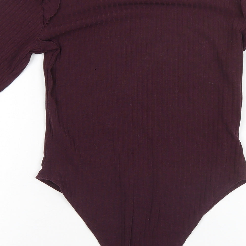 New Look Womens Red Striped Polyester Leotard One-Piece Size 8