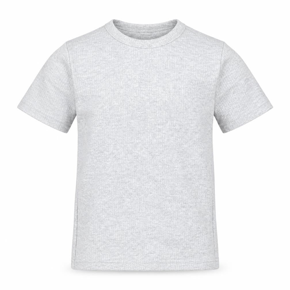 Front view of F&F boys’ grey cotton basic t-shirt, size 7, years round neck