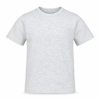 Front view of F&F boys’ grey cotton basic t-shirt, size 7, years round neck