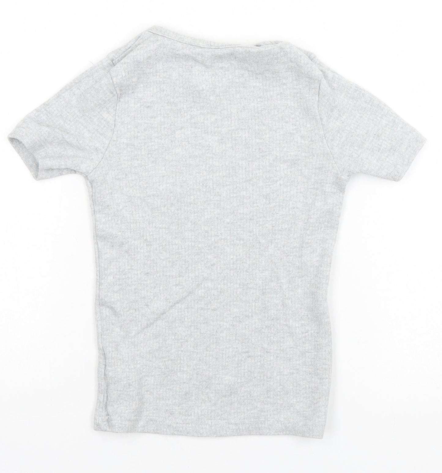 F&F Boys Grey  Cotton Basic T-Shirt Size 7 Years Round Neck
