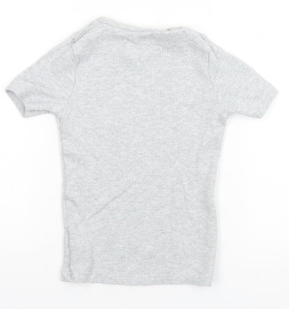 F&F Boys Grey  Cotton Basic T-Shirt Size 7 Years Round Neck