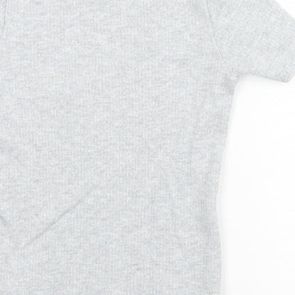 F&F Boys Grey  Cotton Basic T-Shirt Size 7 Years Round Neck