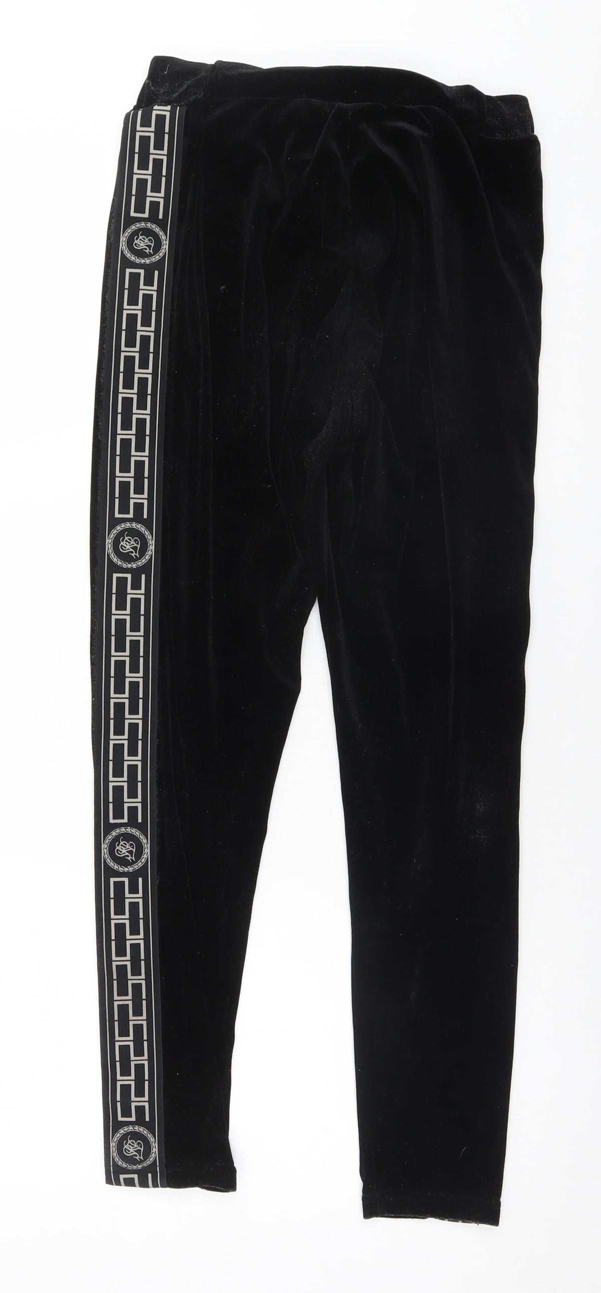 Back view of Preworn women’s black solid lounge pants, size UK 10