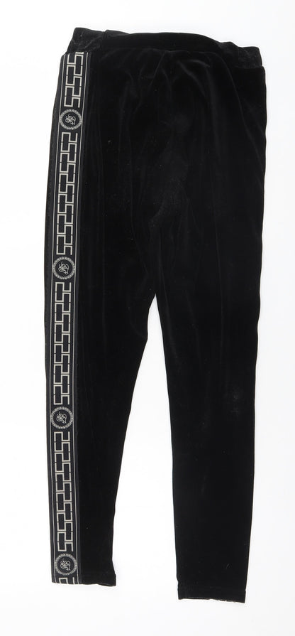 Back view of Preworn women’s black solid lounge pants, size UK 10