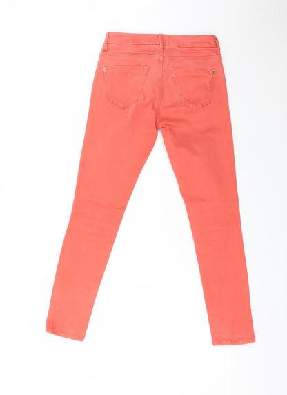 Topshop Womens Red  Cotton Skinny Jeans Size 8 L26 in Regular