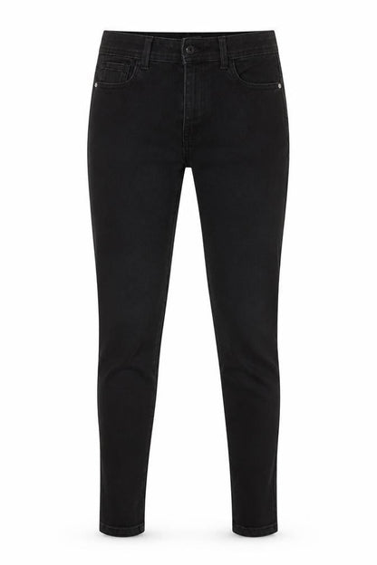Front view of DENIM CO women’s black cotton skinny jeans, size UK 10, 29-inch leg regular